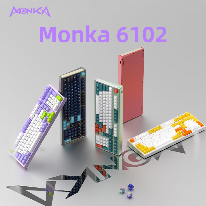 Monka 6102 aluminum block mechanical keyboard leaf spring gasket structure customized RGB wired game hot-swappable