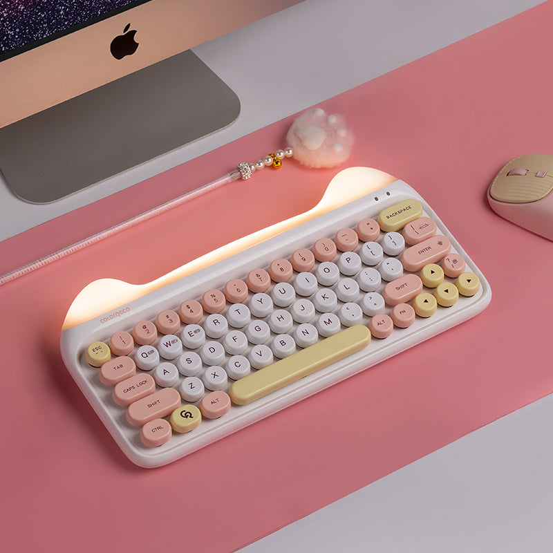 ColorReco Naughty Cat Night Light Luminous RGB Gaming Mechanical Keyboard Set